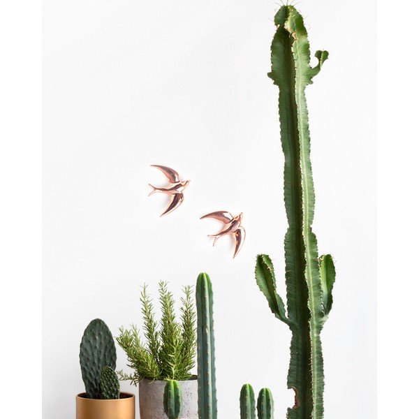 Set 2 decoraţiuni din porţelan pentru perete Surdic Golondrinas Cobre-image-1