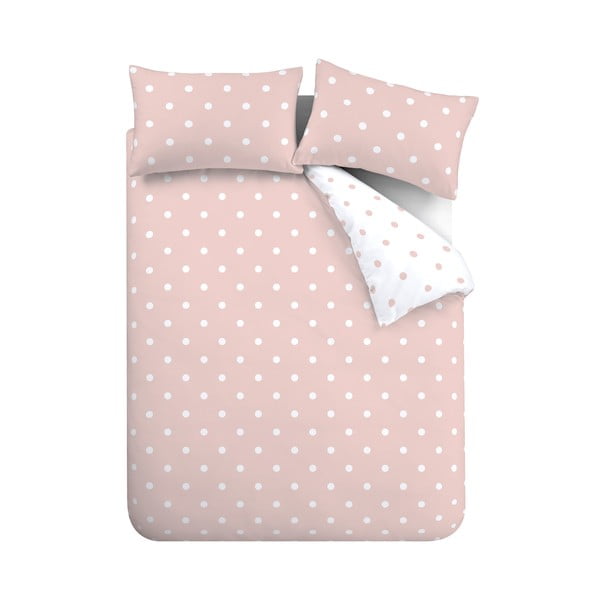 Lenjerie de pat albă-roz pentru pat de o persoană 135x200 cm – Catherine Lansfield