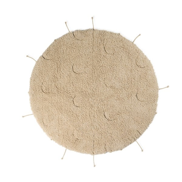 Covor crem lavabil, țesut manual, rotund, din bumbac ø 100 cm Moon Multishape – Lorena Canals