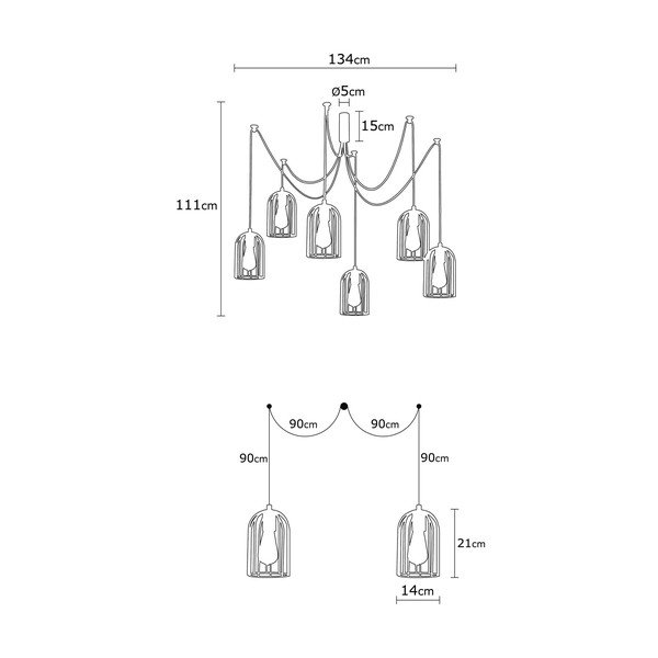 Lustră de 6 becuri Opviq lights Pamukkale, negru-image-2