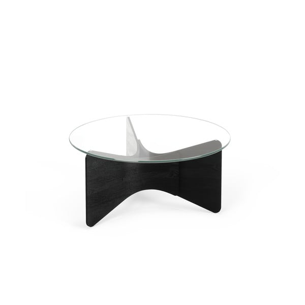 Măsuță de cafea neagră rotundă cu blat din sticlă 87x87 cm Madera – Umbra