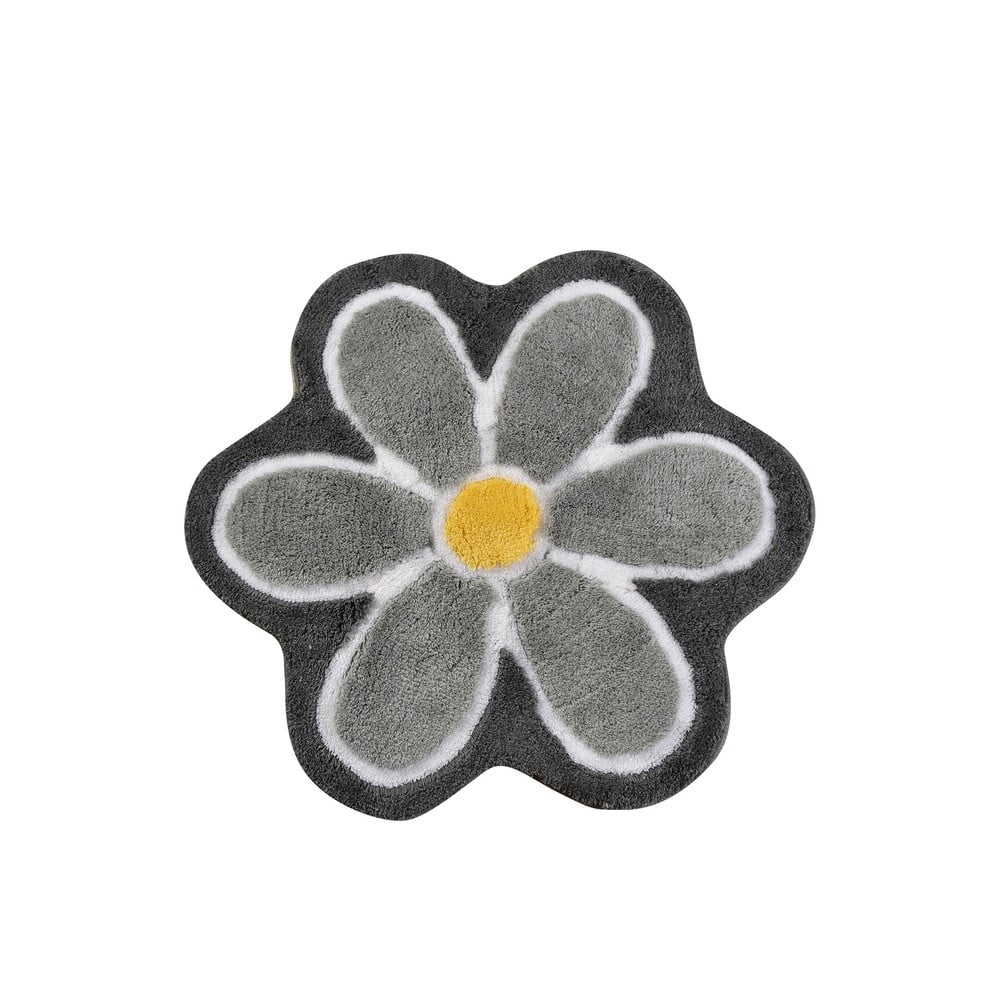 Covoraș de baie gri ø 90 cm Flower – Foutastic