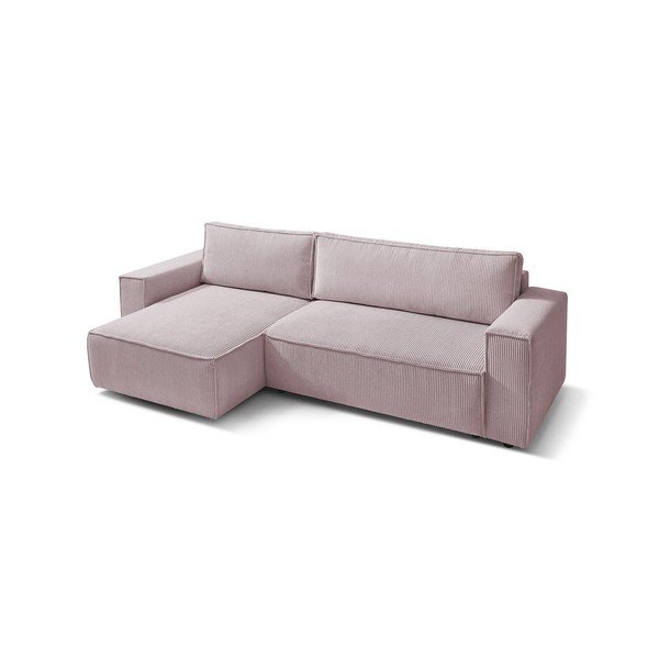 Colțar roz deschis extensibil cu tapițerie din catifea reiată  (cu colț variabil) Nihad – Bobochic Paris-image-4