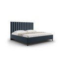 Pat matrimonial albastru închis tapițat cu spațiu de depozitare și somieră 180x200 cm Casey – Mazzini Beds