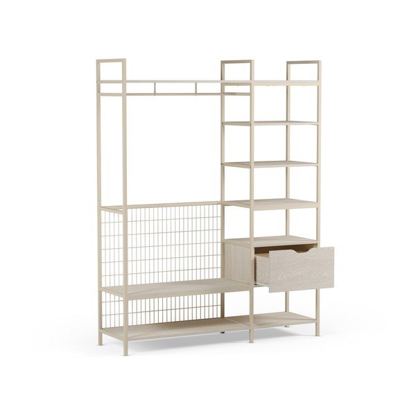 Șifonier crem deschis din oțel 140x179,5x40 cm Amara – Marckeric-image-4
