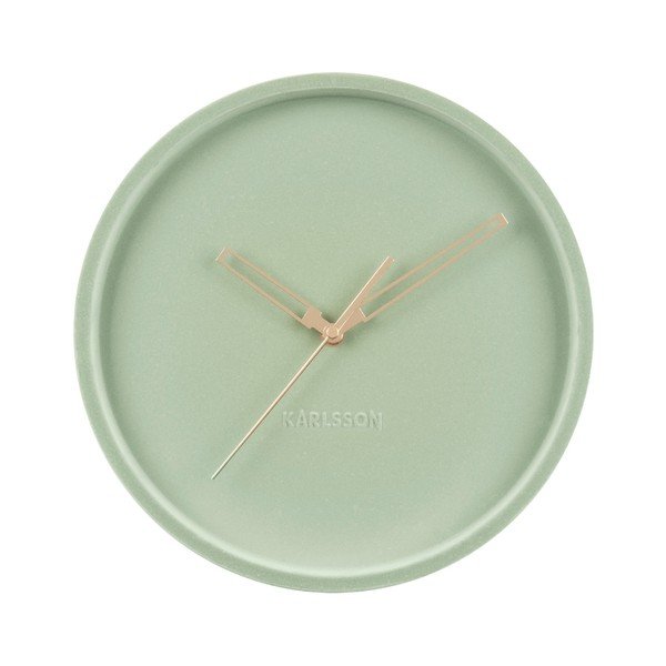Ceas din catifea pentru perete Karlsson Lush, verde deschis, ø 30 cm