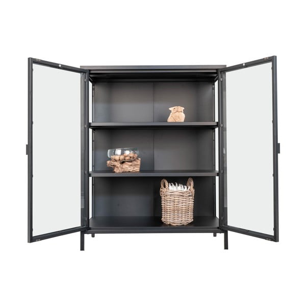 Vitrină neagră din metal 80x101,5 cm Brisbane – House Nordic-image-2