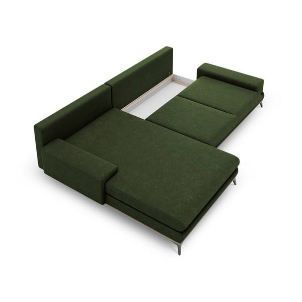 Colțar extensibil cu șezlong pe partea stângă, Windsor & Co Sofas Planet, verde smarald-image-3