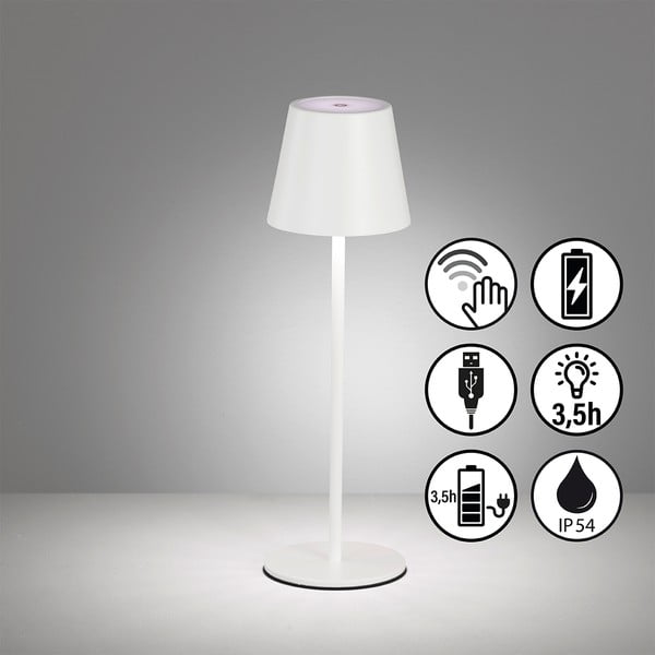 Veioză albă LED cu abajur din metal (înălțime 36,5 cm) Viletto – Fischer & Honsel-image-3