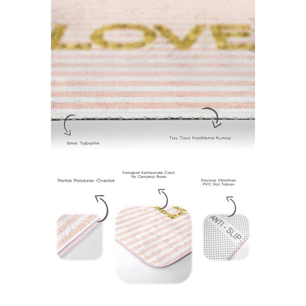 Covorașe de baie roz 2 buc. din catifea 60x100 cm Love – Mila Home-image-3