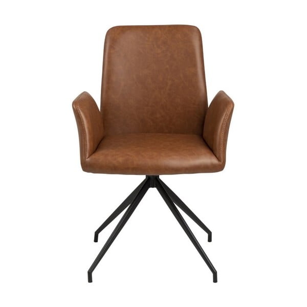 Scaun de sufragerie maro coniac cu cotiere tapițat Naya – Actona-image-2