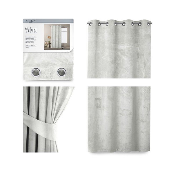 Draperie cu suprafață de catifea AmeliaHome Velvet, 140 x 245 cm, alb-image-2