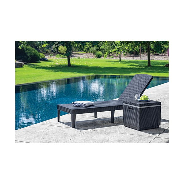 Șezlong de grădină gri închis din ratan artificial Jaipur – Keter-image-1