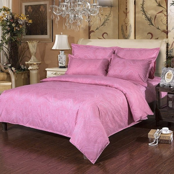 Lenjerie de pat din microfibră pentru pat de 1 persoană DecoKing Pink Arabesque, 135 x 200 cm