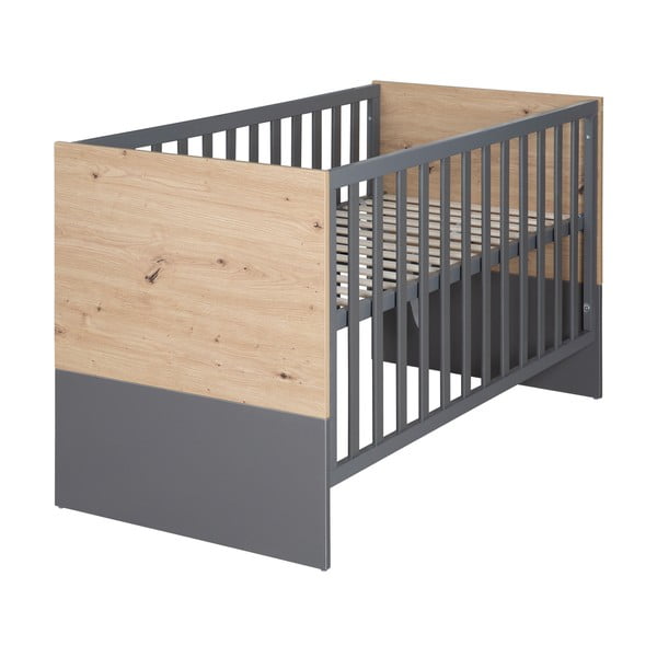 Pătuț gri-în culoare naturală 60x120 cm Anna – Roba