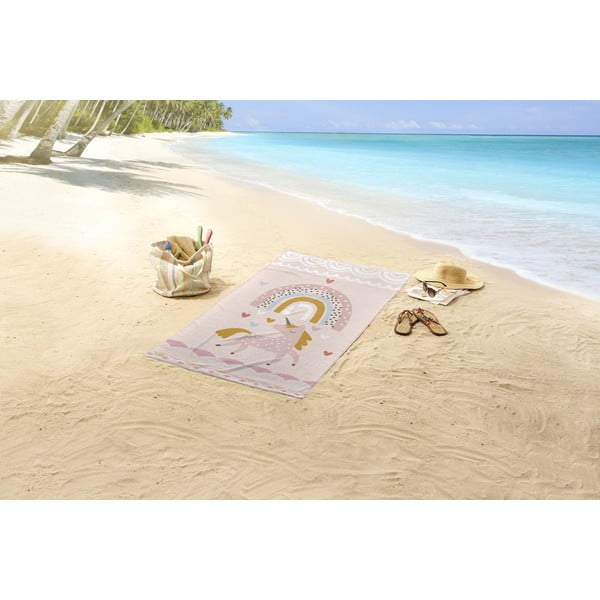 Prosop de plajă roz-bej 75x150 cm – Good Morning-image-1