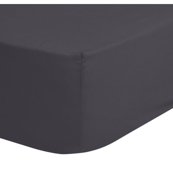 Cearșaf elastic din bumbac Good Morning, 90 x 200 cm, gri închis-image-1