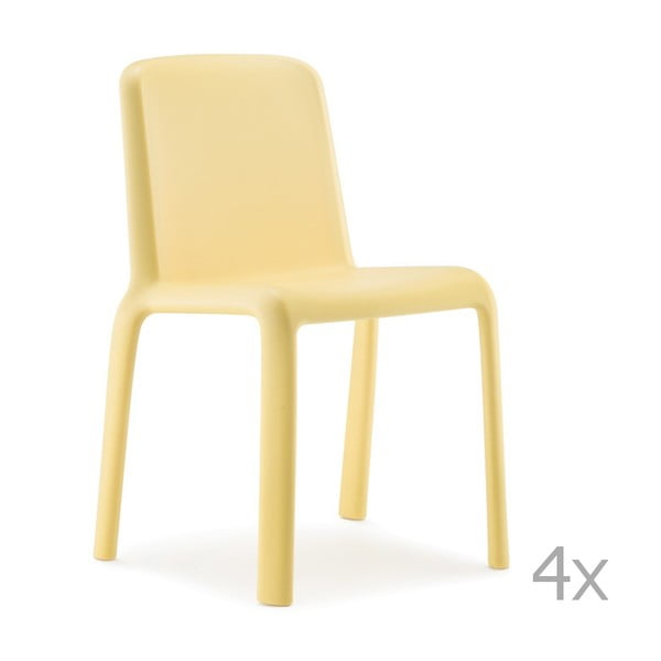 Set 4 scaune pentru copii Pedrali Snow Junior, galben