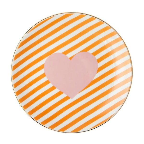 Farfurie din porțelan Vivas Heart, Ø 23 cm, portocaliu - alb