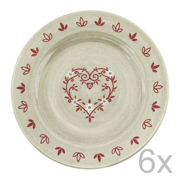 Set 6 farfurii din ceramică Antic Line Heart 20 cm