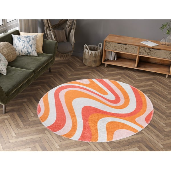 Covor portocaliu lavabil rotund ø 100 cm Colors of Joy – Vitaus-image-1