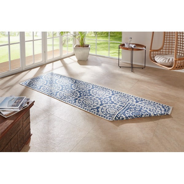 Covor adecvat pentru exterior NORTHRUGS Jardin, 80 x 350 cm, albastru-crem-image-1