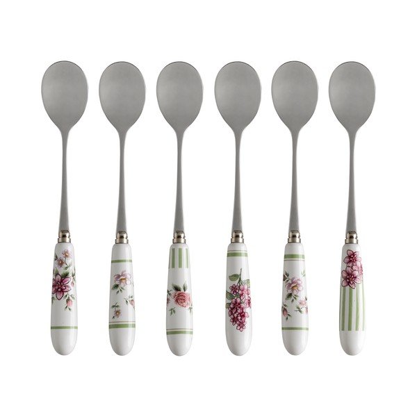Set 6 lingurițe cu mâner din ceramică Brandani Nonna Rosa