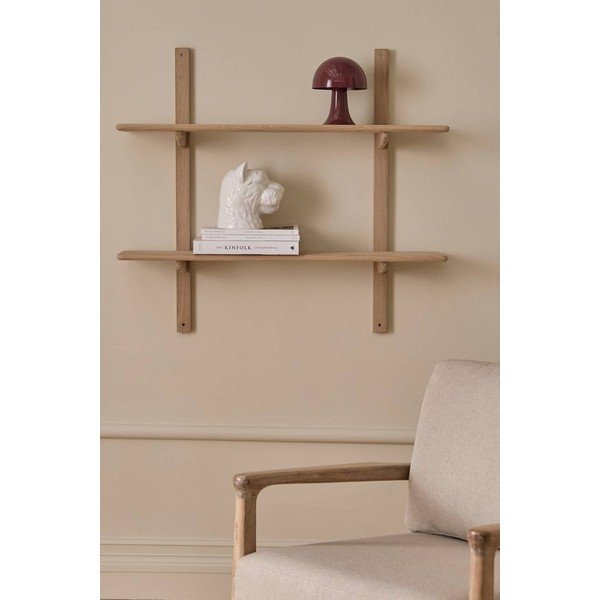 Raft în culoare naturală deschisă etajat din lemn de stejar 90 cm Albin – Ellos Home-image-1