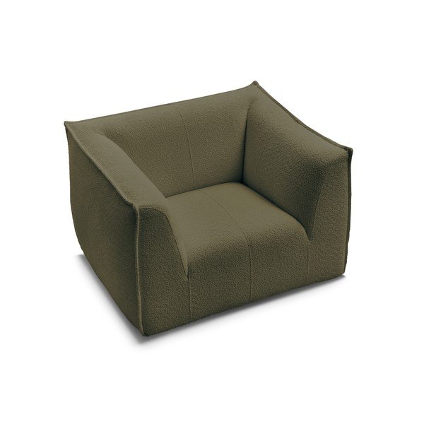 Fotoliu verde cu tapițerie din țesătură bouclé Giorgia – Bobochic Paris-image-4