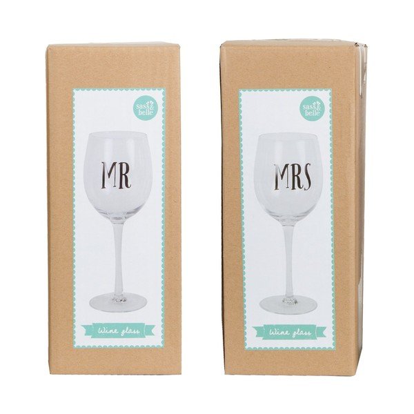 Set 2 pahare pentru vin Sass & Belle Mr and Mrs-image-1