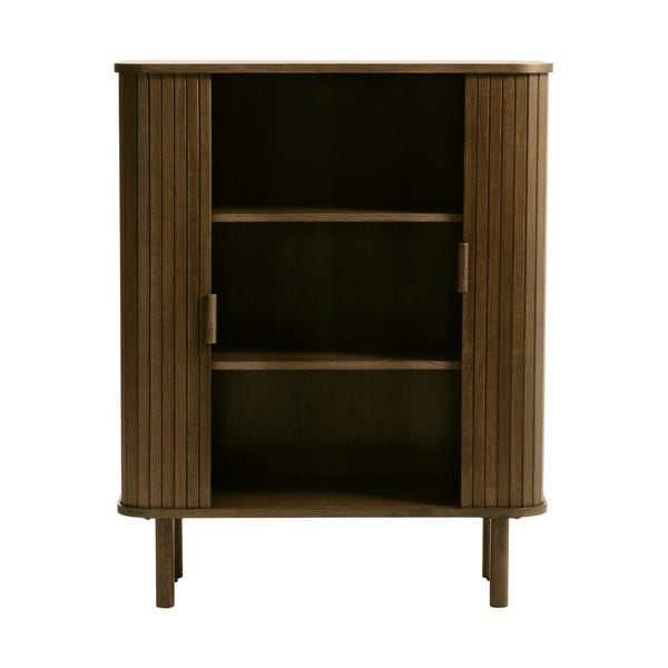 Dulap maro cu aspect de lemn de stejar cu ușă glisantă 113x90 cm Cavo – Unique Furniture-image-3