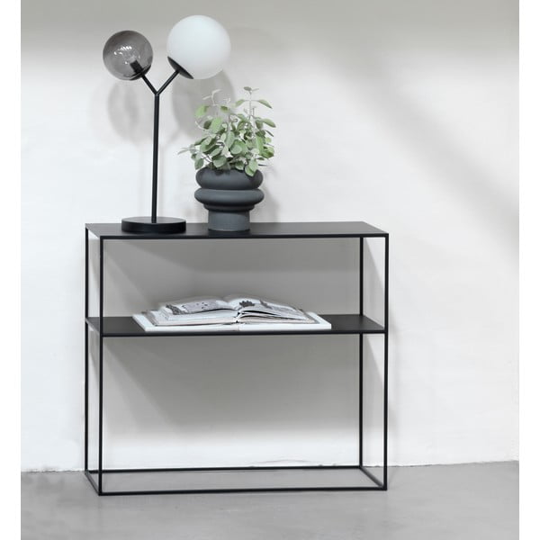 Masă consolă neagră din metal 35x90 cm Pebble – Unique Furniture-image-1