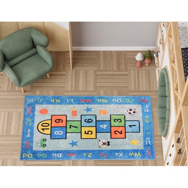 Covor de joacă pentru copii albastru lavabil 160x230 cm Hopscotch Blue – Vitaus-image-1