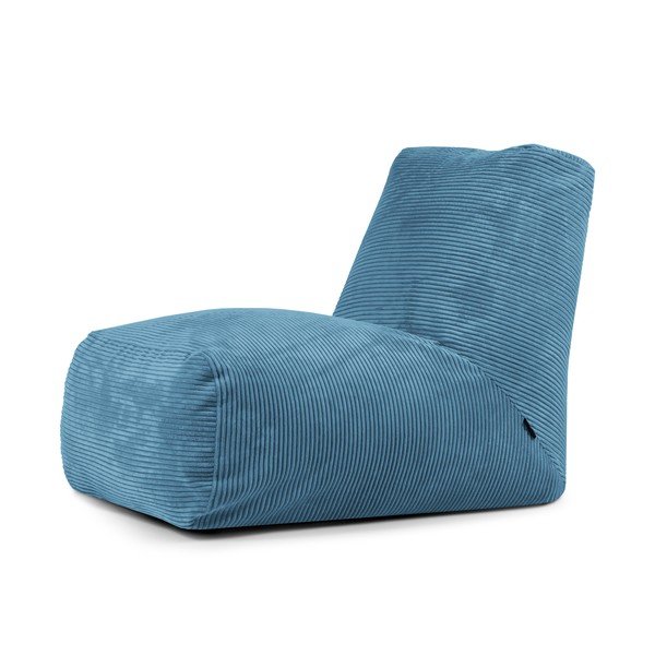 Fotoliu bean bag albastru cu tapițerie din catifea reiată Tube – SLOWDOWN