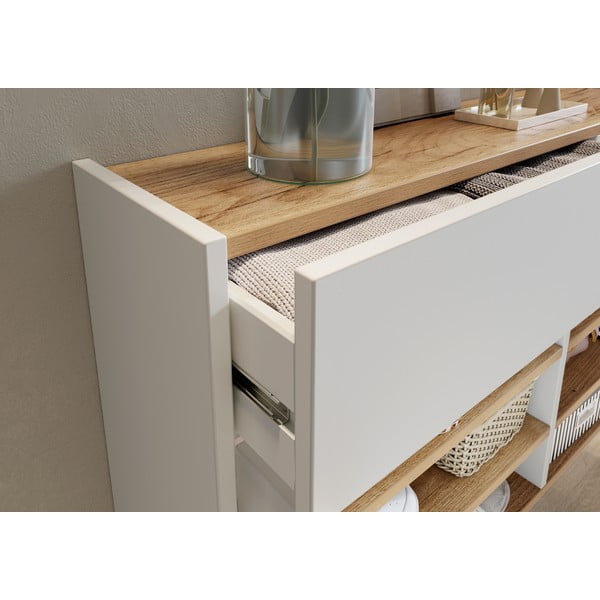 Dulap alb cu aspect de lemn de stejar 110x57x22 cm Ameca – Germania-image-4