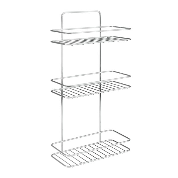 Raft pentru baie argintiu lucios de agățat/autoadeziv din oțel Luxy – Metaltex