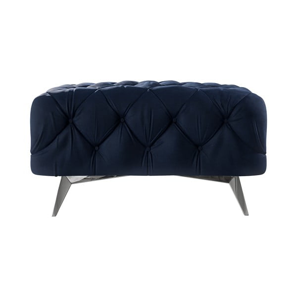 Taburet albastru închis cu tapițerie din catifea Chelsea – Ropez-image-2