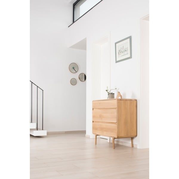 Comodă din lemn masiv de stejar cu 3 sertare Gazzda Fawn-image-1