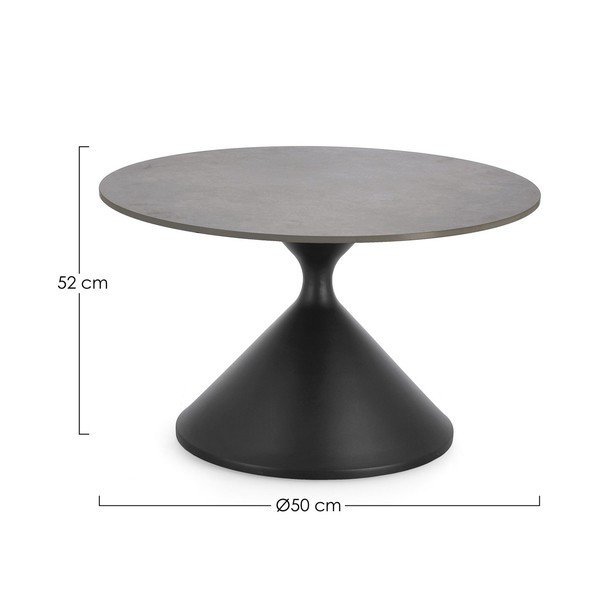 Măsuță de cafea neagră rotundă cu blat cu aspect de marmură ø 70 cm Joona – Bizzotto-image-4