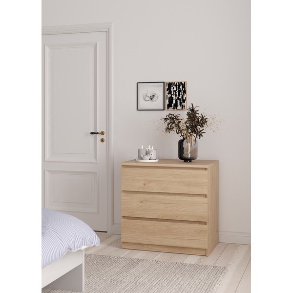 Comodă în culoare naturală cu aspect de lemn de stejar 77x76x50 cm Naia – Tvilum-image-1