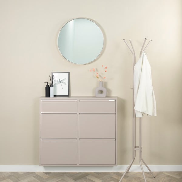 Pantofar taupe cu deschidere înclinată din metal 98x86x15 cm Billy – Spinder Design-image-1