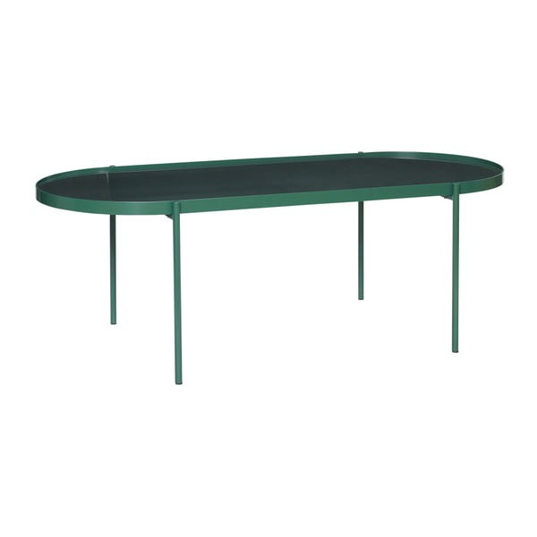 Masă cu blat din sticlă Hübsch Table, lungime 120 cm, verde