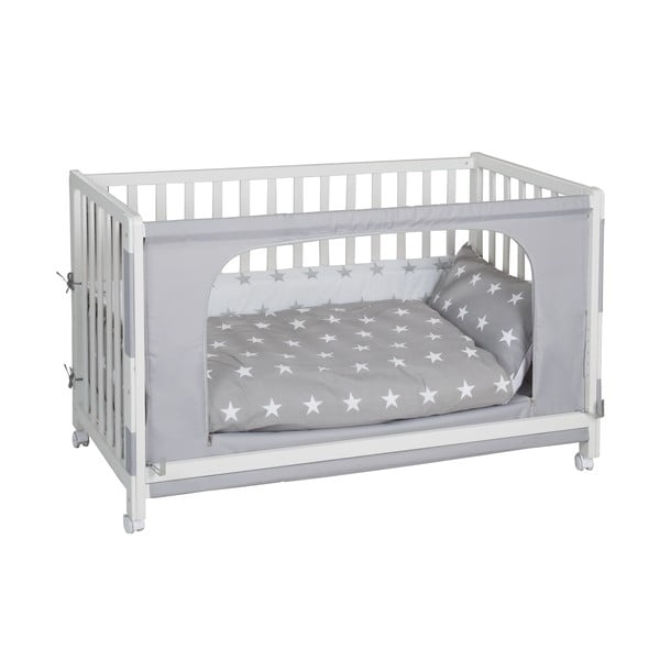 Pătuț alb cu roți și baldachin 60x120 cm Little stars – Roba-image-1