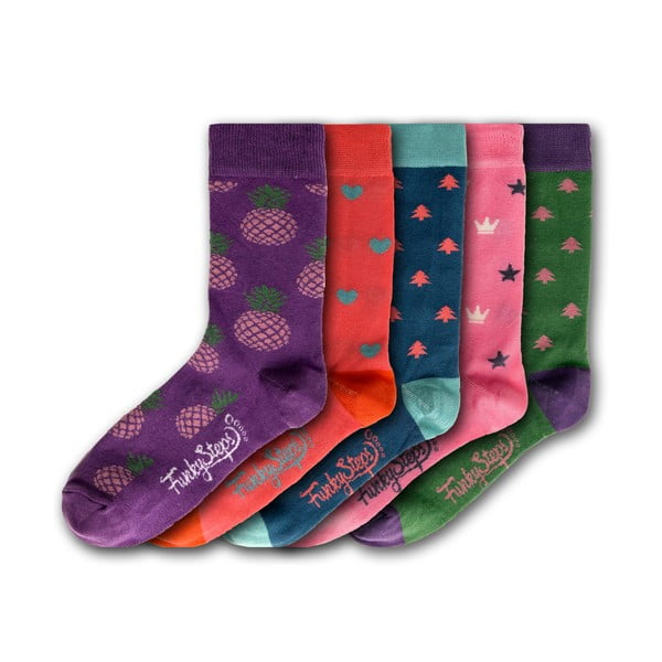 Set 5 perechi de șosete colorate pentru femei, Funky Steps, mărime 35 - 39