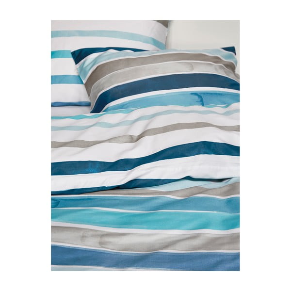 Lenjerie de pat prelungită, cu dungi Esprit Iva, 200 x 220 cm, albastru-alb -image-2