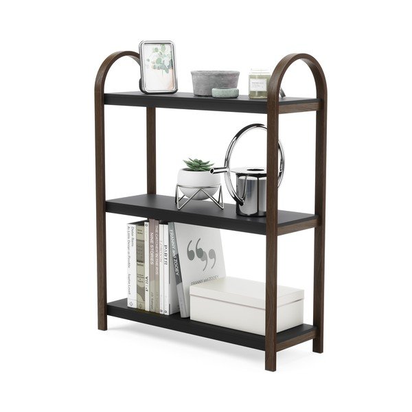 Etajeră neagră/în culoare naturală cu aspect de lemn de nuc 72x90 cm Bellwood – Umbra-image-4