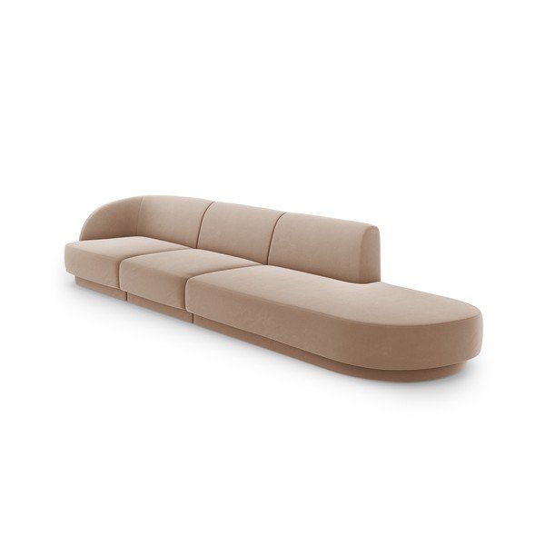 Canapea bej cu tapițerie din catifea 302 cm Miley – Micadoni Home-image-3