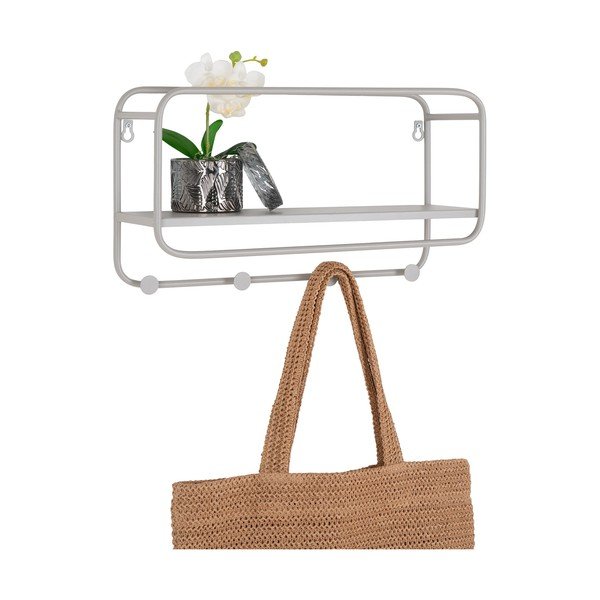 Cuier de perete gri deschis cu raft din metal Feira – House Nordic-image-3