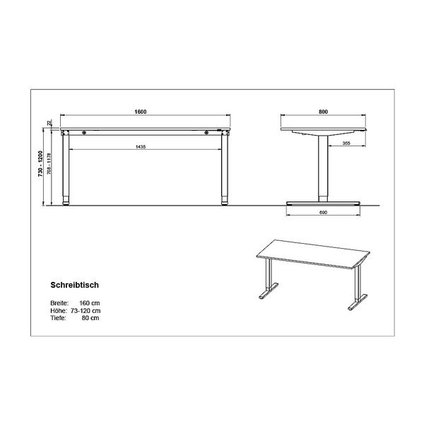 Birou cu blat cu aspect de lemn de stejar cu înălțime ajustabilă electric 80x160 cm Lissabon – Germania-image-3