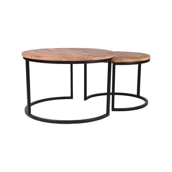 Set 2 măsuțe din lemn de mango LABEL51 Coffee, ⌀ 50 cm a ⌀ 70 cm-image-4